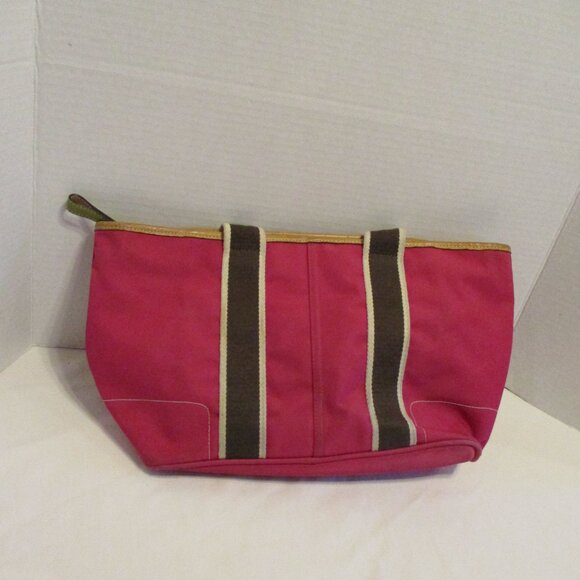 Coach Woman Large Pink Black Yellow Top Zip Pockets Shoulder Purse Bag - Picture 4 of 11